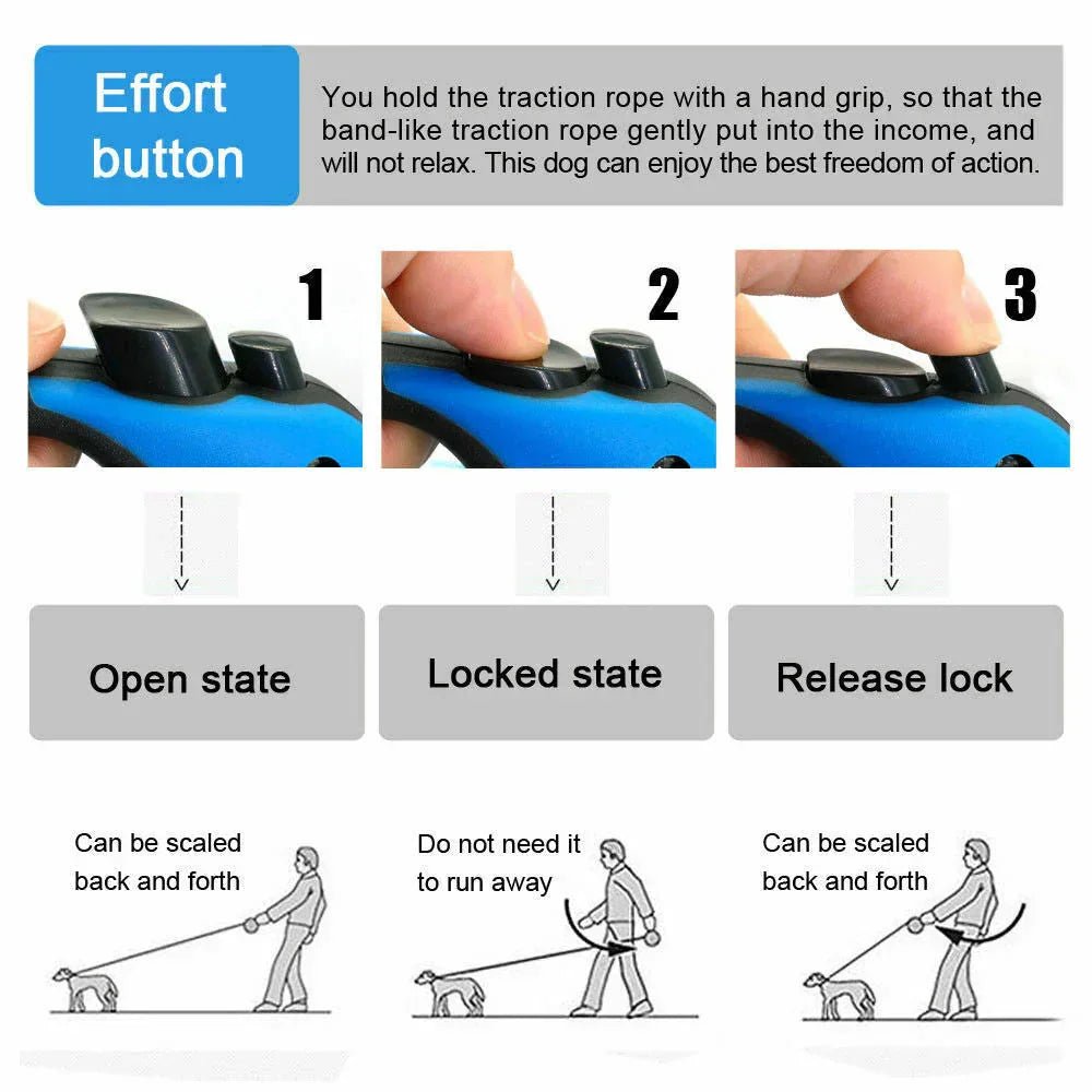 Automatic Retractable Dog Leash - Dual Size Options with Brake & Lock Safety System - PawVibe