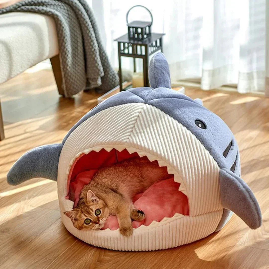 Luxury Plush Shark Pet Bed - PawVibe