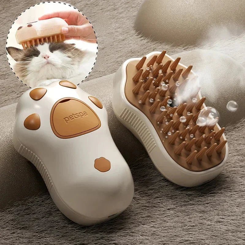 Electric Cat Steam Brush – 3 - In - 1 Pet Grooming Comb with Water Spray for Cats and Dogs, USB Rechargeable - PawVibe