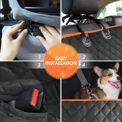 Dog Car Seat Cover for Back Seat, Waterproof Seat Protector Scratchproof Pet Hammock with 4 Bags Side Flaps, Washable Nonslip Backseat Protection for Cars Trucks and Suvs - PawVibe