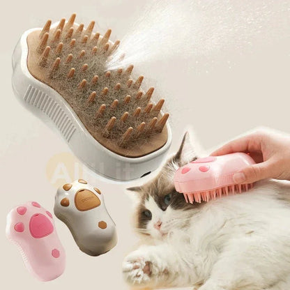 Electric Cat Steam Brush – 3 - In - 1 Pet Grooming Comb with Water Spray for Cats and Dogs, USB Rechargeable - PawVibe