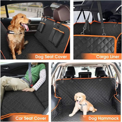 Dog Car Seat Cover for Back Seat, Waterproof Seat Protector Scratchproof Pet Hammock with 4 Bags Side Flaps, Washable Nonslip Backseat Protection for Cars Trucks and Suvs - PawVibe