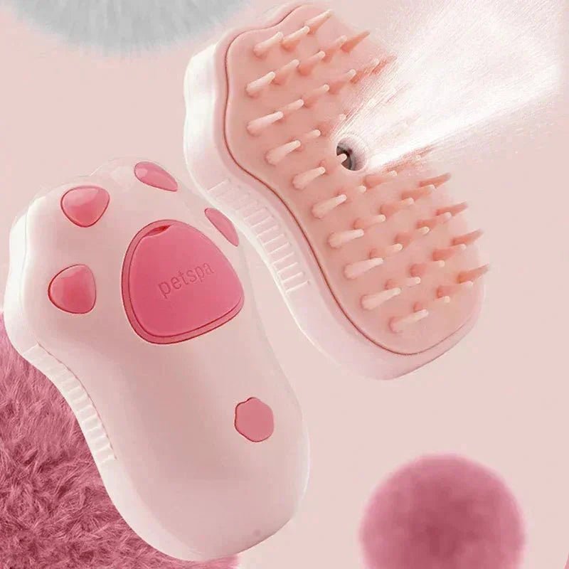 Electric Cat Steam Brush – 3 - In - 1 Pet Grooming Comb with Water Spray for Cats and Dogs, USB Rechargeable - PawVibe