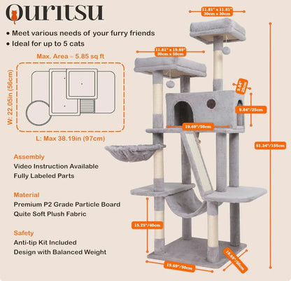 Cat Tree for Large Cats Cat Tower for Indoor - PawVibe