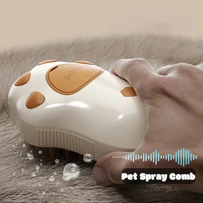Electric Cat Steam Brush – 3 - In - 1 Pet Grooming Comb with Water Spray for Cats and Dogs, USB Rechargeable - PawVibe