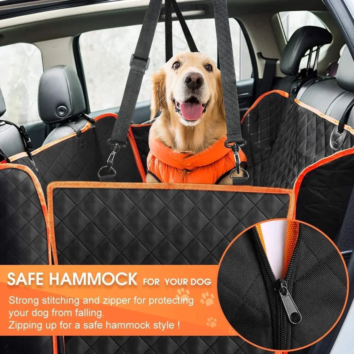 Dog Car Seat Cover for Back Seat, Waterproof Seat Protector Scratchproof Pet Hammock with 4 Bags Side Flaps, Washable Nonslip Backseat Protection for Cars Trucks and Suvs - PawVibe